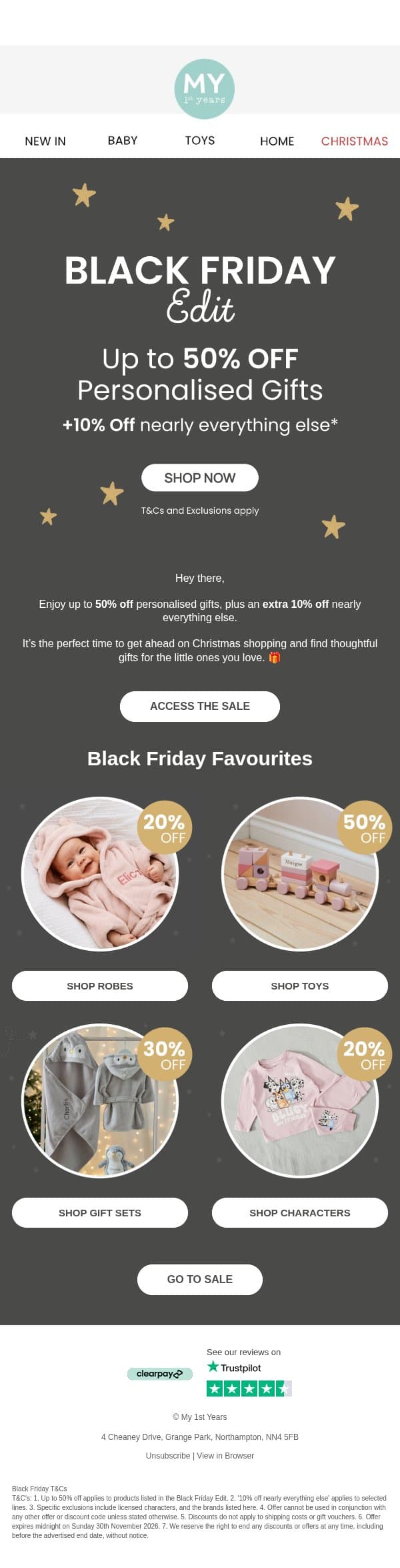 🖤 Up to 50% Off Black Friday Starts NOW 🖤 email from My 1st Years screenshot
