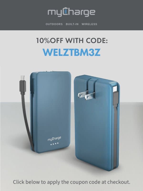 Grab your myCharge discount code now! email from myCharge