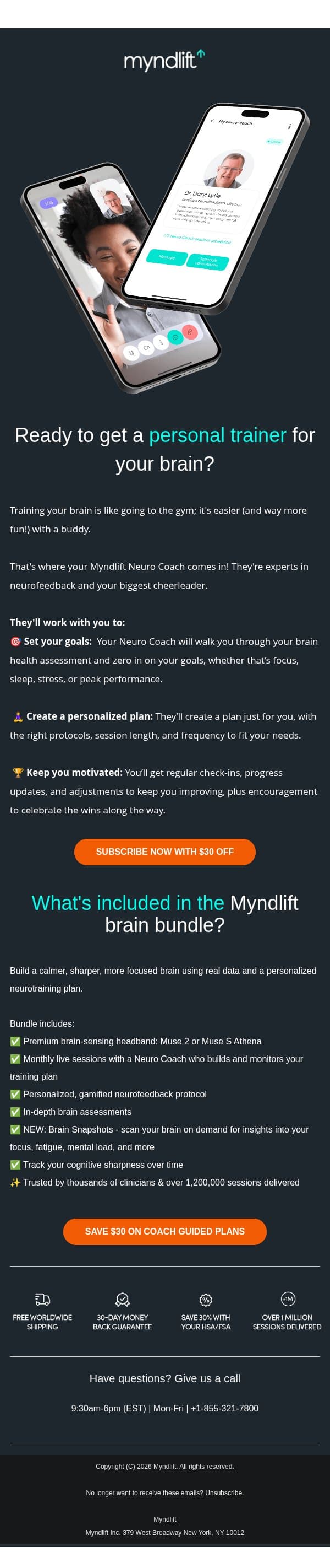Time to meet your Neuro Coach email from Myndlift screenshot