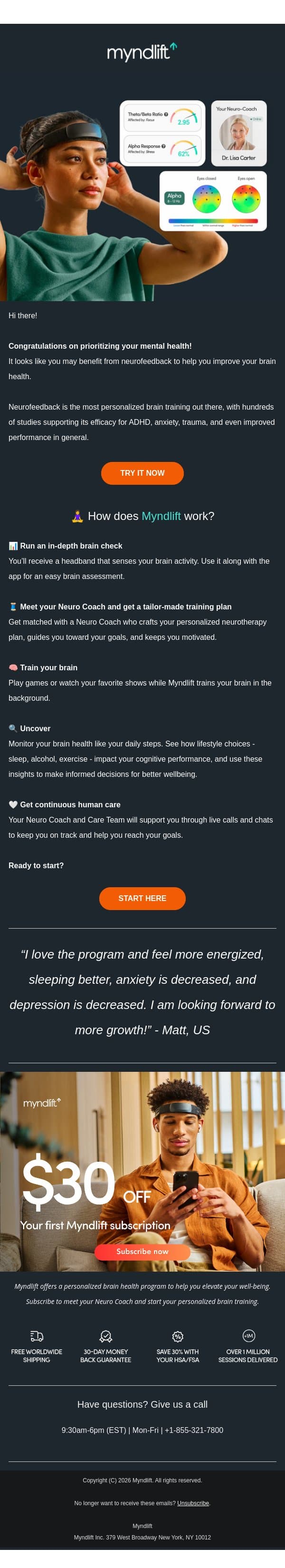 Re: your eligibility email from Myndlift screenshot