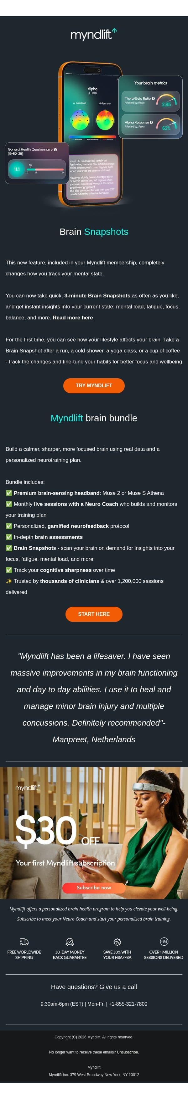 🧠📸 See your brain in action! email from Myndlift screenshot