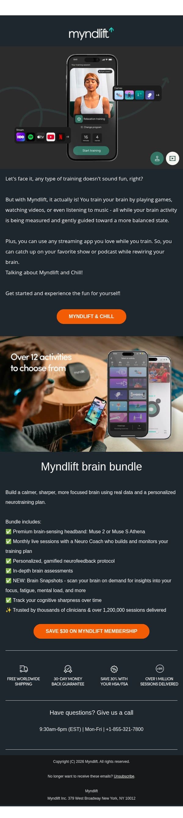 Myndlift & Chill email from Myndlift screenshot