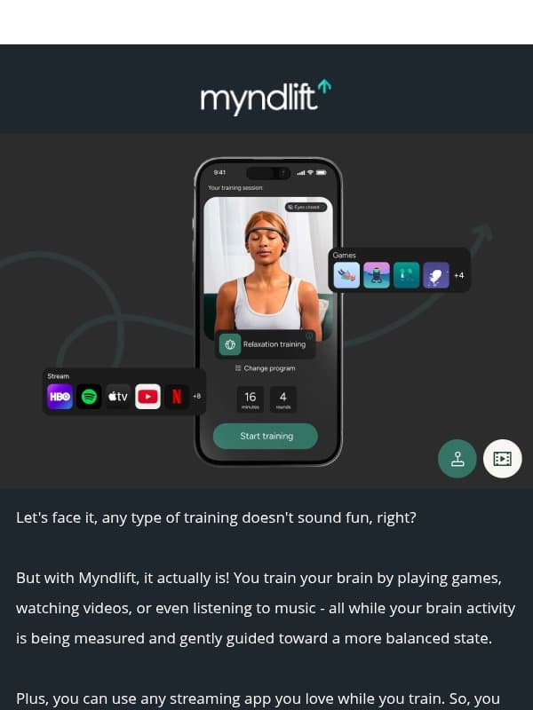 Myndlift & Chill email from Myndlift