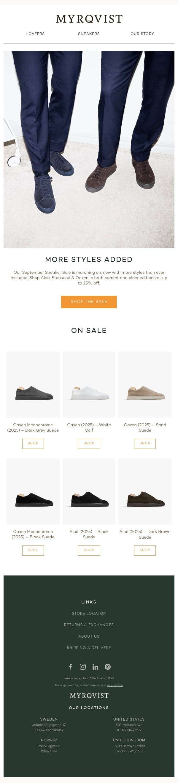 More Styles Added email from Myrqvist screenshot