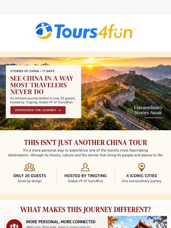 🏮 A China Journey Reserved for Just 20 Guests email from Mystery Ranch
