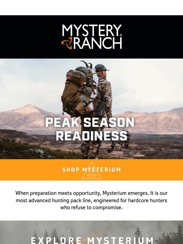 No-Fail Gear for No-Fail Hunts email from Mystery Ranch