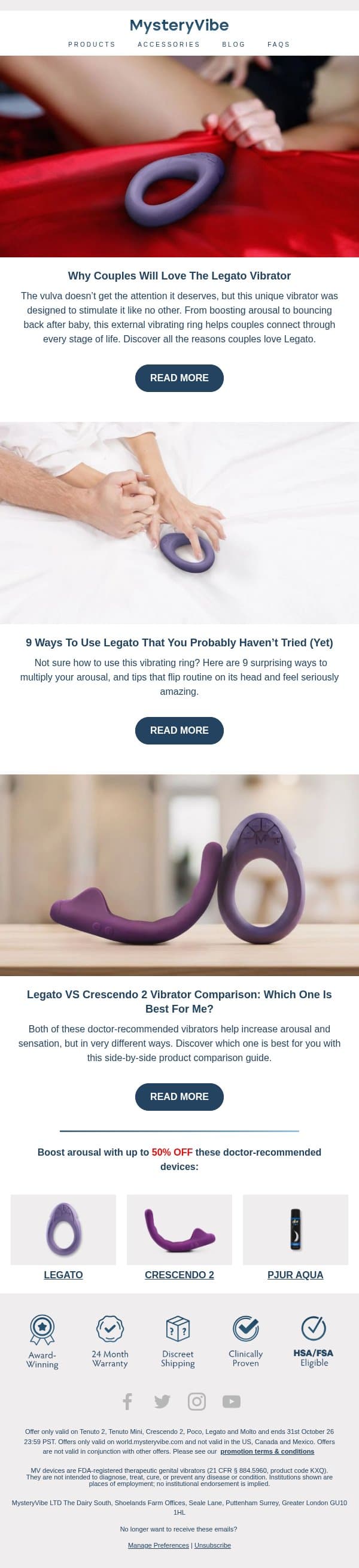 Why Couples Will Love The Legato Vibr@tor email from MysteryVibe screenshot