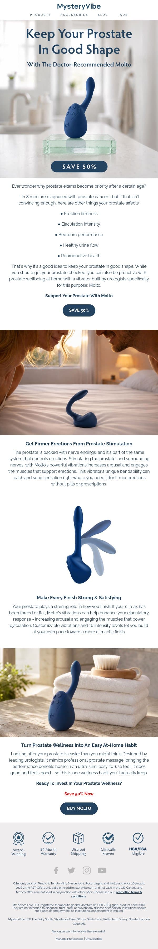 Why You Should Keep Your Prostate In Good Shape email from MysteryVibe screenshot
