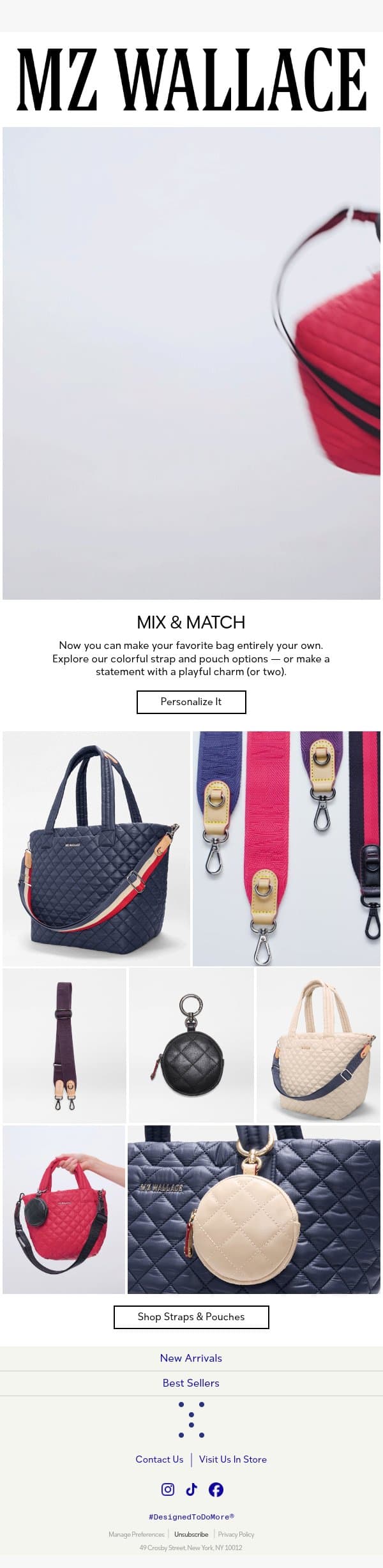 FINALLY — a new way to customize your bag email from MZ Wallace screenshot