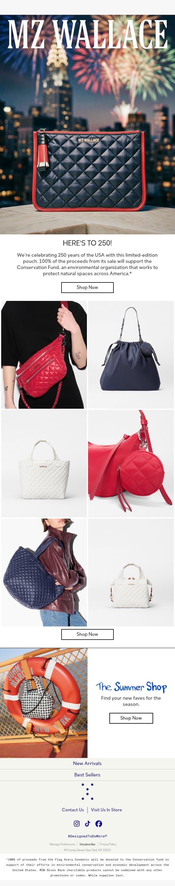 RED, WHITE & NEW email from MZ Wallace screenshot