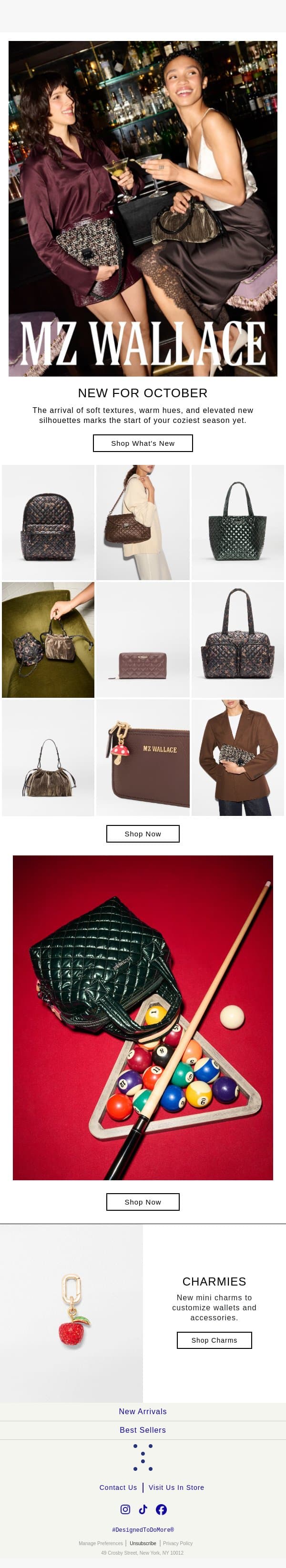 Warm up to something NEW email from MZ Wallace screenshot