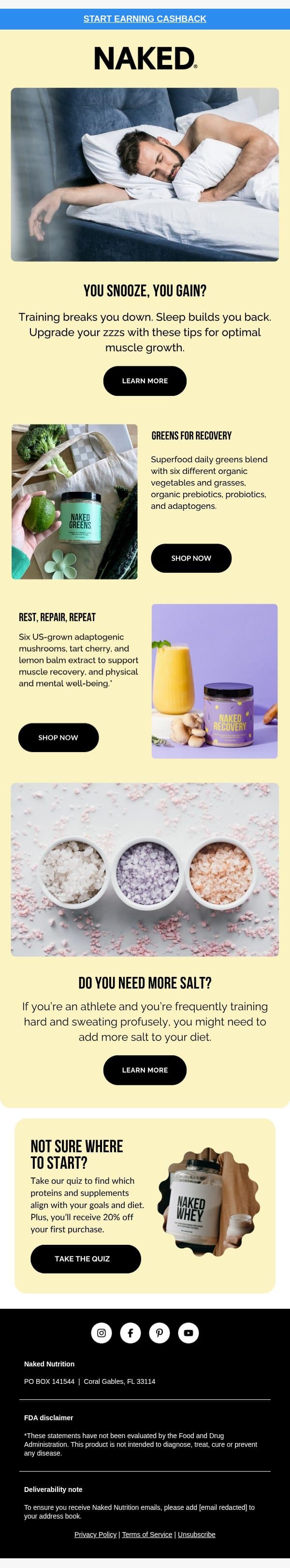 ๐ค More Sleep = More Lean Muscle? ๐๏ธ email from Naked Nutrition screenshot
