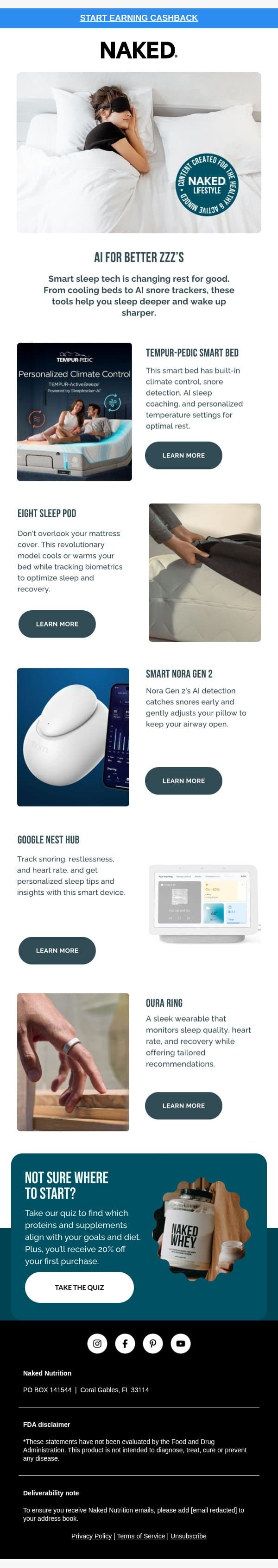 Sleep Like a Baby with AI email from Naked Nutrition screenshot