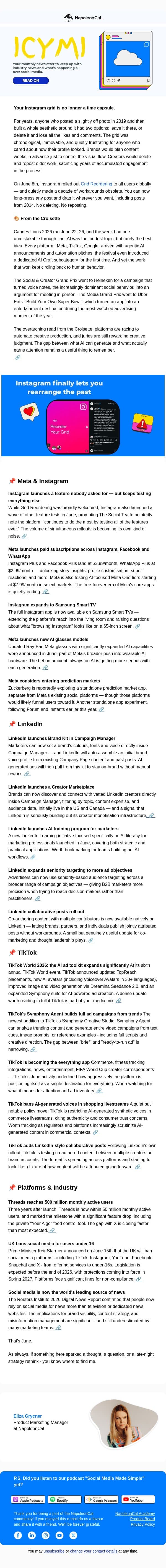 đź”…ICYMI June email from NapoleonCat screenshot