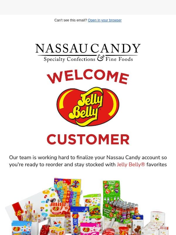 Jelly Belly Awaits! – Account Registration Under Review email from NassauCandy
