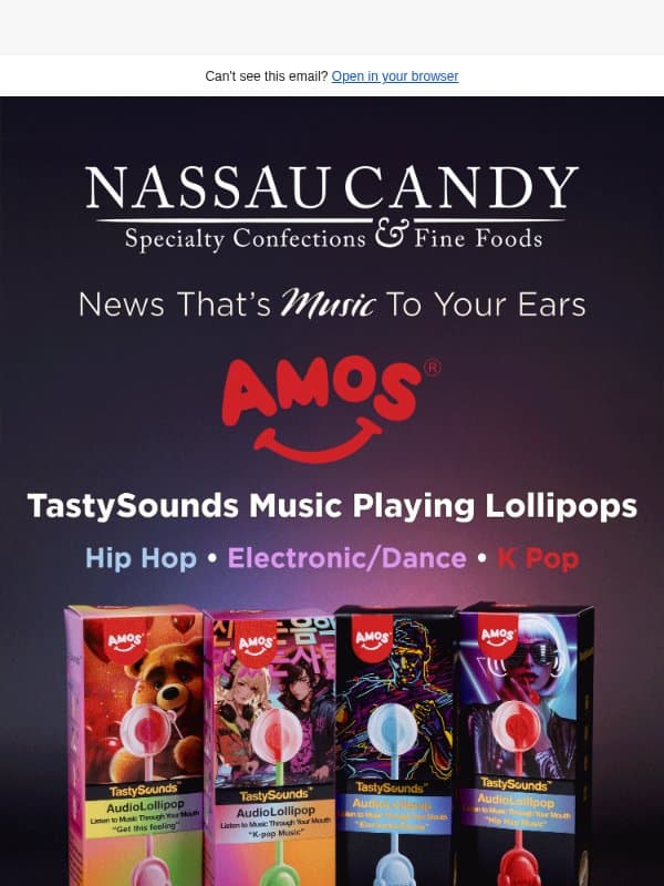 TastySounds Lollipops are Back – Music to Your Ears email from NassauCandy