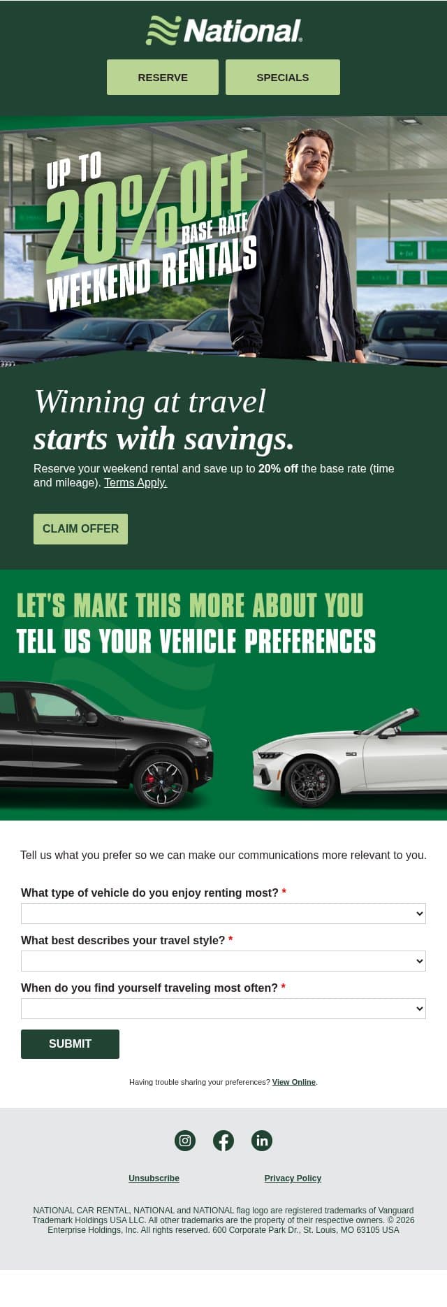 Unlock Your OFFER! 💰 email from National Car Rental screenshot