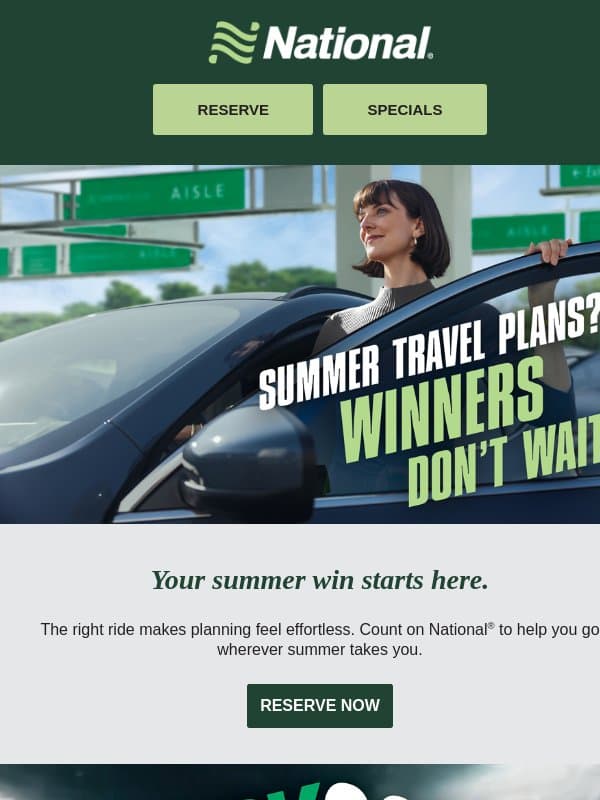 Your Summer Plans, Secured ā
email from National Car Rental