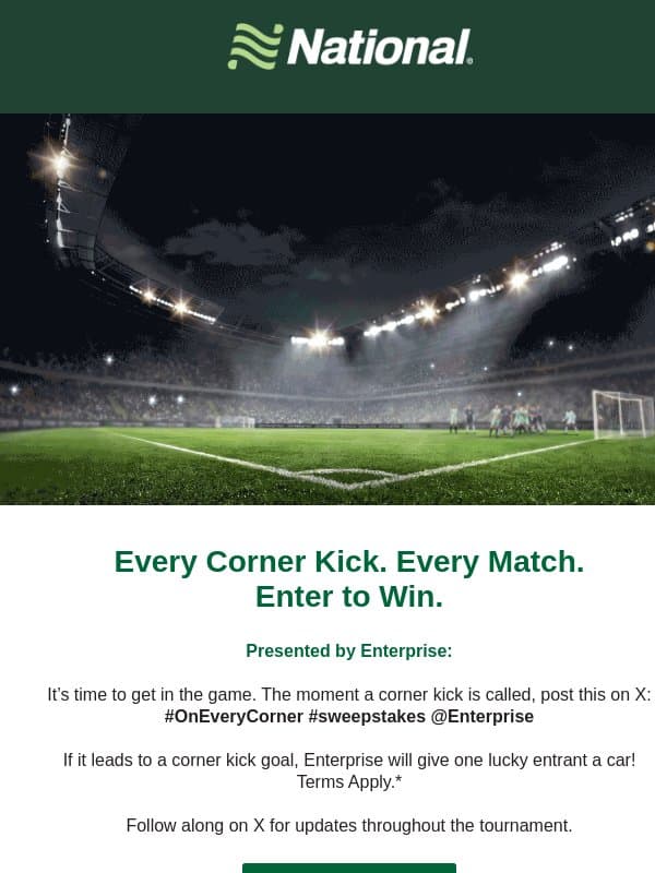 Join the Ranks of the Winners email from National Car Rental