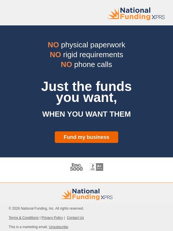 Adam, this offer is no joke email from National Funding