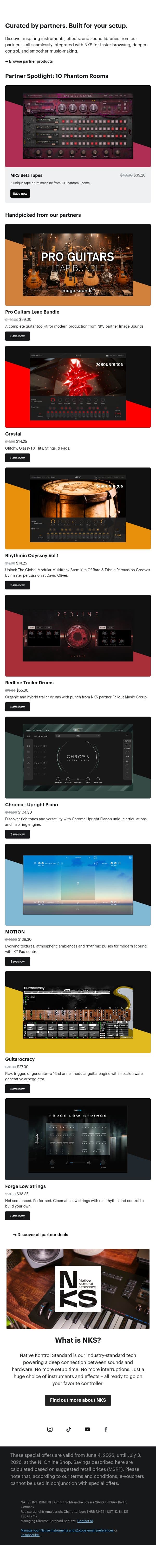 Partner spotlight: new releases email from Native Instruments screenshot