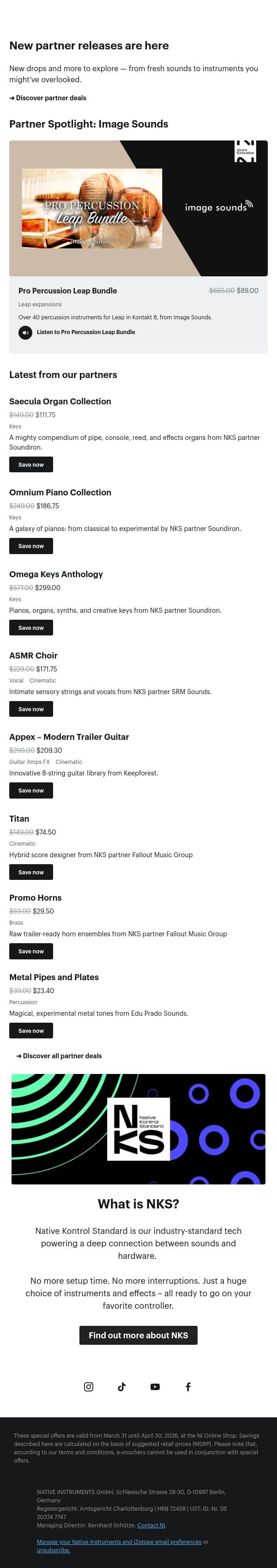 ποΈ Fresh partner drops just landed email from Native Instruments screenshot