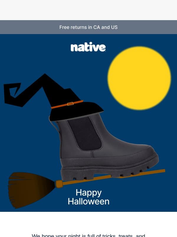 Happy Halloween 👻🎃🦇 email from Native Shoes
