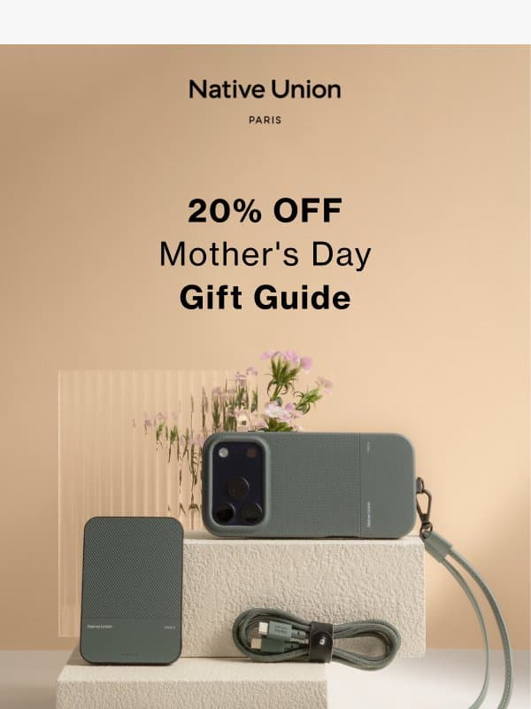 The 20% Off Gift Guide email from Native Union