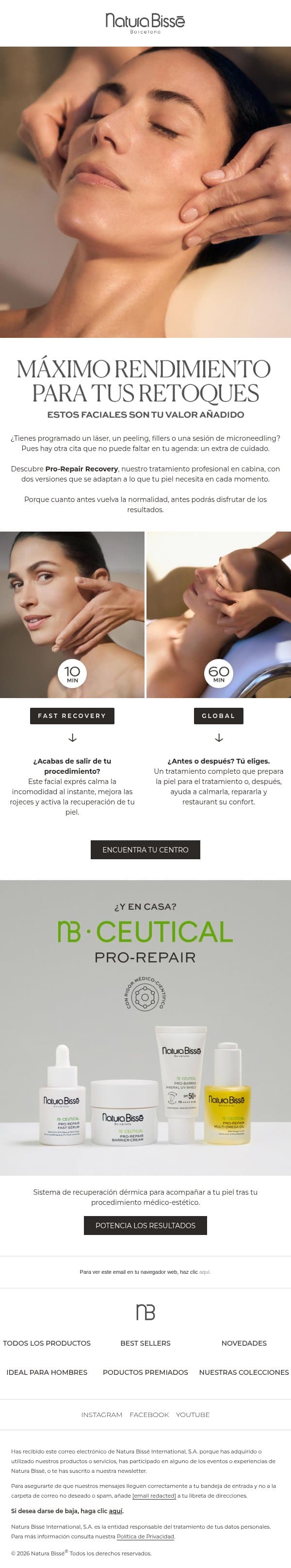 ¿Inviertes en medicina estética? Hablemos de rentabilidad email from Natura Bissé screenshot