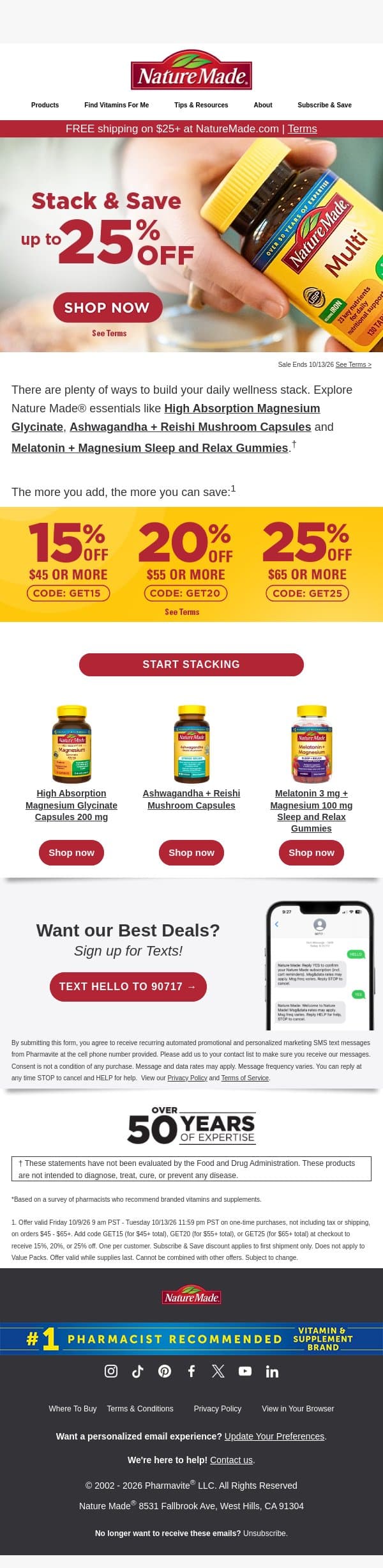 Go Ahead, Stack Up the Savings email from Nature Made screenshot