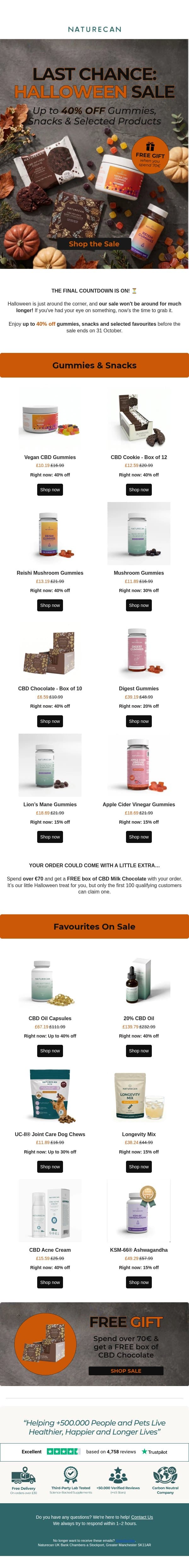 Final Days for Halloween Savings! ⌛ email from Naturecan screenshot