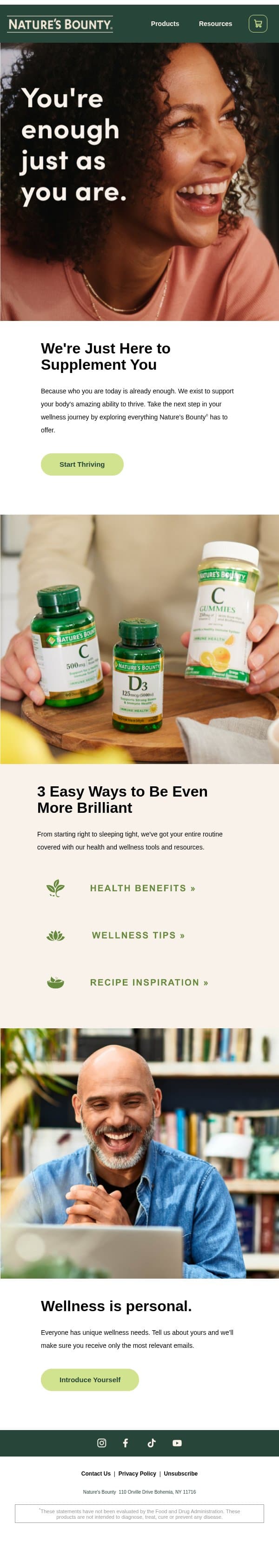Not sure where to start? We can help! 👉 email from Nature's Bounty screenshot
