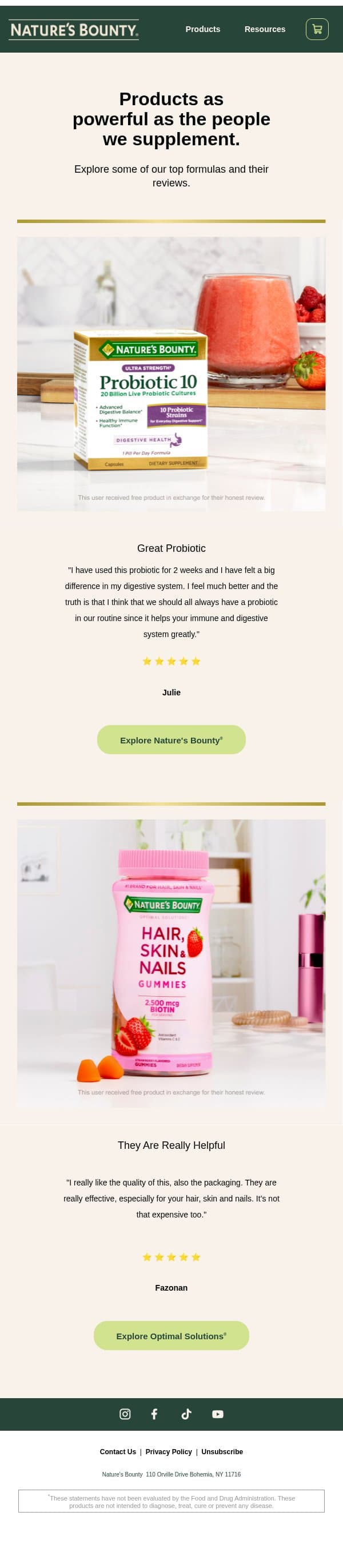 Our customers are the best! ✨ email from Nature's Bounty screenshot