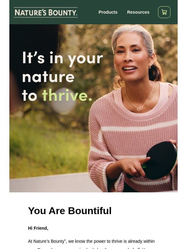 Hi, friend! 👋 Thanks for signing up! email from Nature's Bounty