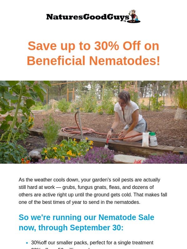 Your Last Window to Stop Next Year's Pests - Up To 30% Off, Ends Sept 30 email from Nature's Good Guys