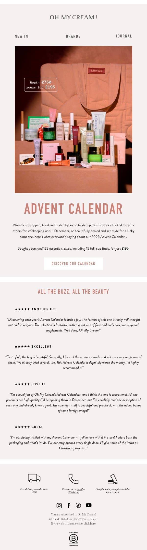 Rave reviews: discover our Advent Calendar email from Naturisimo screenshot
