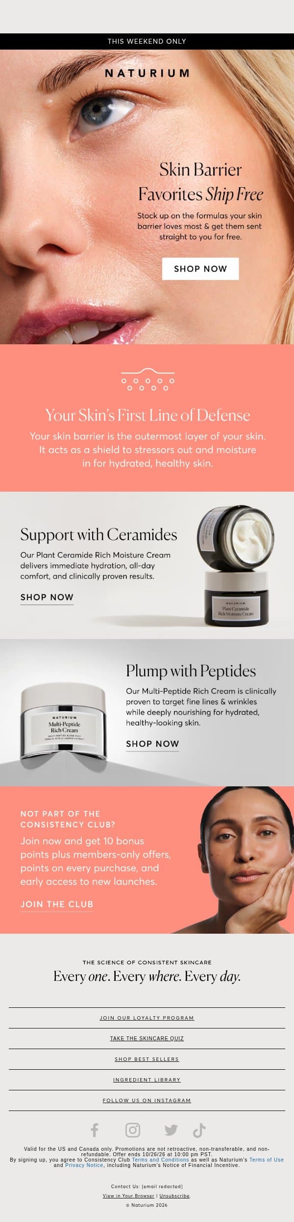 Free Shipping on Skin Barrier Favorites 💙 email from Naturium screenshot