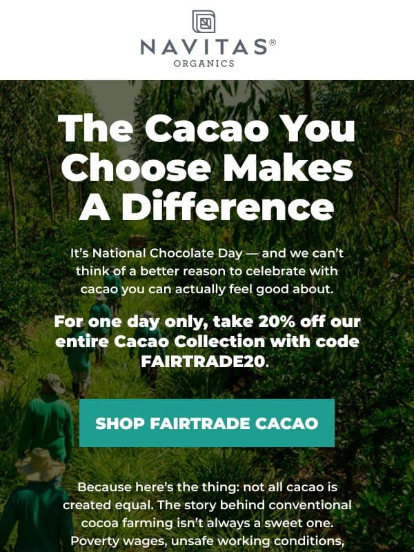 It's National Chocolate Day 🍫 email from Navitas Naturals