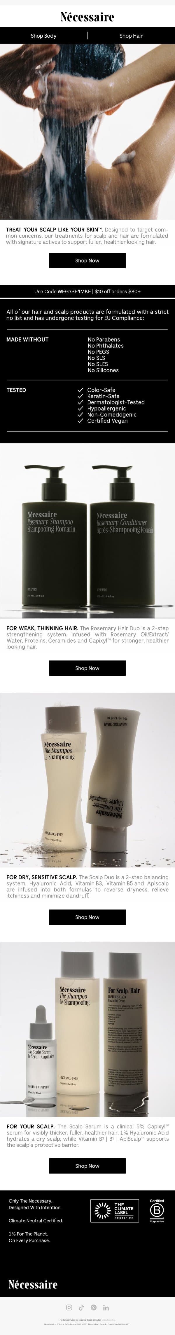 Treat Your Scalp Like Your Skin™ email from Necessaire screenshot