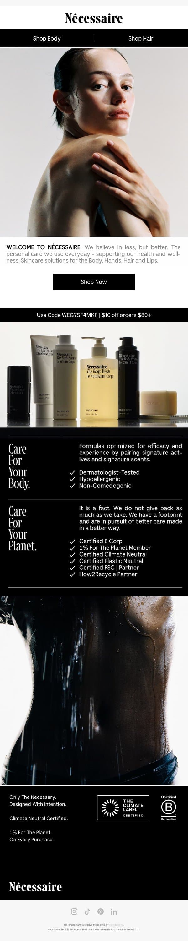 Welcome To Nécessaire email from Necessaire screenshot