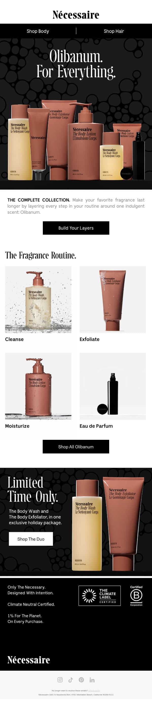 Olibanum. For Everything. email from Necessaire screenshot