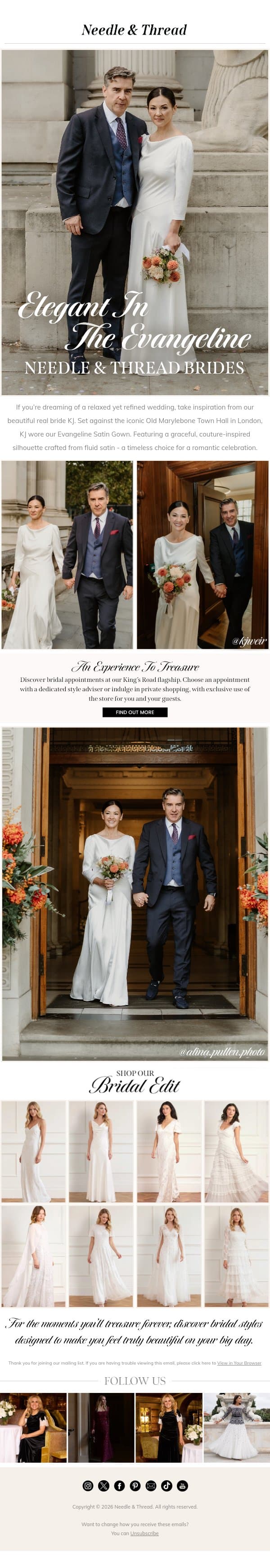 Customer Celebrations email from Needle & Thread screenshot