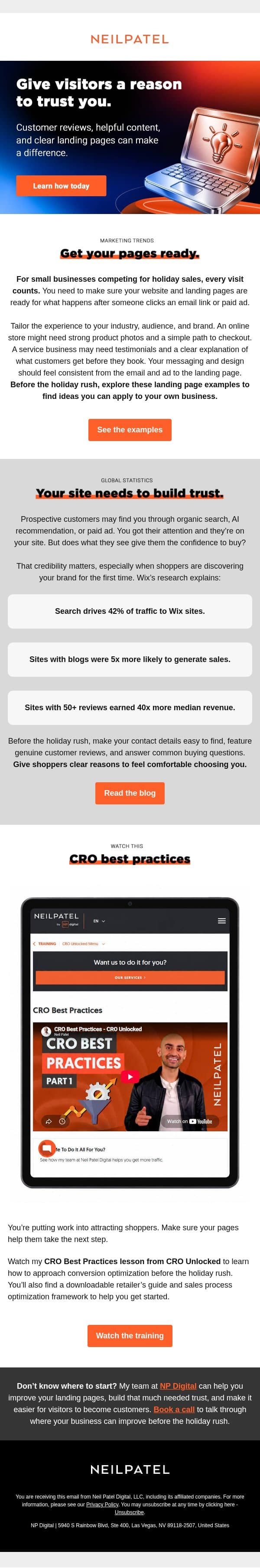 You got the click. What happens next? email from Neil Patel Digital screenshot