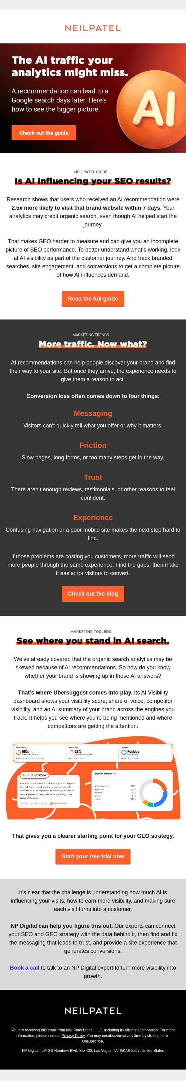 AI search is sending traffic. Are you ready for it? email from Neil Patel Digital screenshot