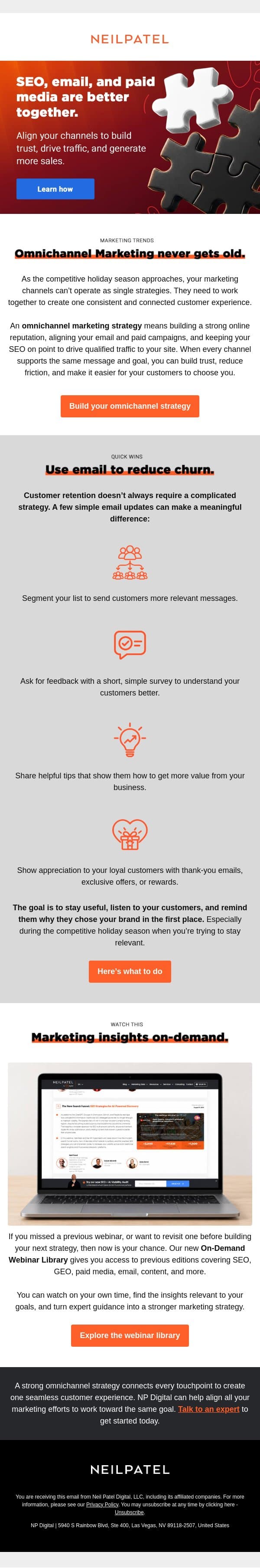 One marketing strategy that never gets old. email from Neil Patel Digital screenshot