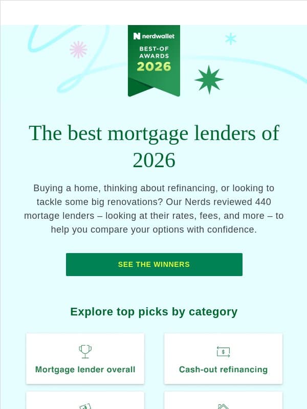 Which mortgage lenders made our 2026 list? 🏠 email from NerdWallet