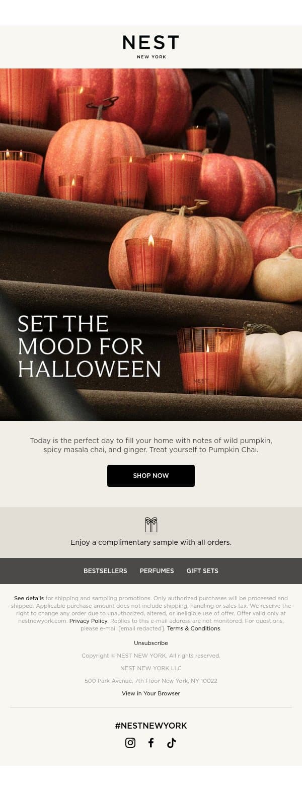 Set the mood for Halloween email from NEST New York screenshot