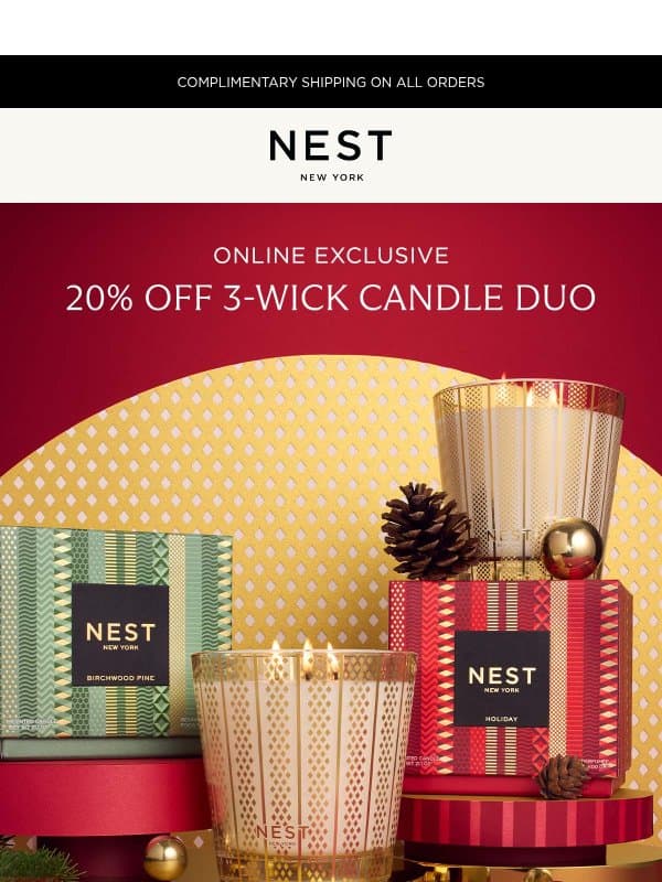 20% off online-exclusive sets email from NEST New York