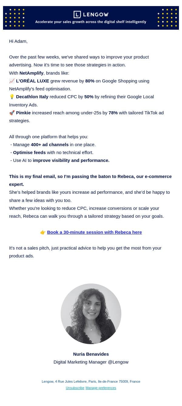 Adam, Are you Ready to Transform Your Product Advertising Strategy? email from NetRivals screenshot