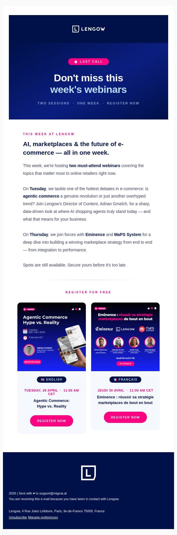 ⏱ Last Call: AI & Marketplaces Webinar Week! email from NetRivals screenshot